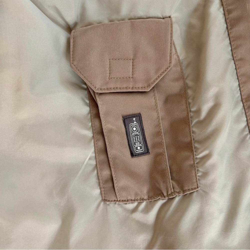 Vintage Y2K Liz Claiborne Beige Jacket Coat Detachable Hood Size Large - Picture 11 of 16